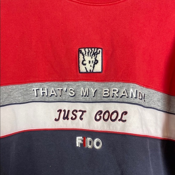 Fido Dido 1985 Cartoon Network Vintage Red Navy That's My Brandi Crewneck M - Picture 2 of 5